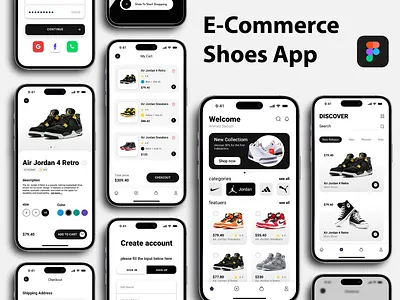 E-commerce shoes app e commerce e commerce app figma iphone iphone ui shoes app ui ui e commerce uiux user interface
