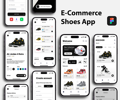 E-commerce shoes app e commerce e commerce app figma iphone iphone ui shoes app ui ui e commerce uiux user interface