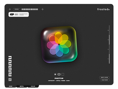 Frosted. Icons - 003 - Apple Photos 2d 2d icon 3d effect 3d icon apple icon blown glass branding designed with figma frosted glass glass design glassmorphism glassmorphism icon graphic design logo neumorphism neumorphism icon