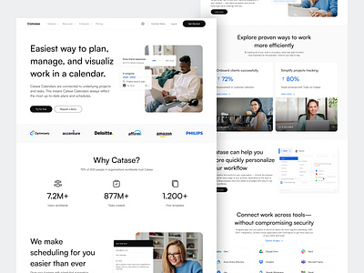 Catase - Calendar Management Landing Page calendar clean design google calendar landing page landing page design meeting meetings modify events reminder saas schedule schedule website simple task ui uiux web web design website