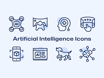 48 Artificial Intelligence Icons ai ar artificial intelligence chatbot cyber data drone icon icons machine metaverse microchip processor robodog robot robotic vector virtual reality vr