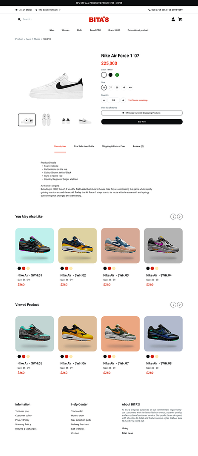 Online Shoe Store Product Page ecommerce ecommerce website graphic design product design sell page sell product ui ux web design website