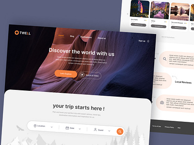 Travel & Booking Hotel website booking hotel call to action design graphic design hero section landign page logo search box travel landing page travel website ui ui design ux ux design website