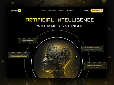 AI landing page website concept ai artificial intelligence dark mode illustration robot website