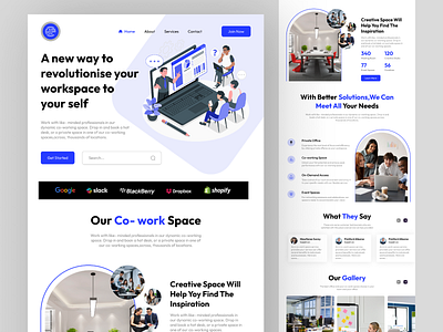 Co-Working Space Website Ui Concept animation branding co-working coworking graphic design landingpage motion graphics office office space typography ui web website website design work working