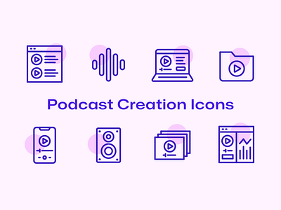 Podcast Creation Icons audio audio cable cable chat desk icon icon pack laptop media microphone podcast podcaster speaker studio vector video video camera visual vlogger volume