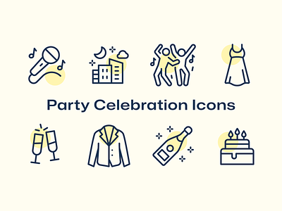 Party Celebration Icons balloons birthday candles candy celebrate celebration clown cupcake dj event icon icon pack invitation karoke music nightlife party pizza turntable vector