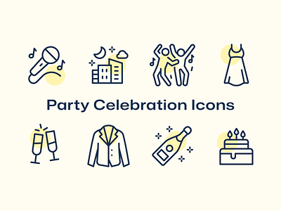 Party Celebration Icons balloons birthday candles candy celebrate celebration clown cupcake dj event icon icon pack invitation karoke music nightlife party pizza turntable vector