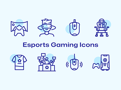 Esports Gaming Icons arcade blue esports gameboy gamer gaming icon icon pack joystick monitor mouse multiplayer player rekt vector virtual gaming