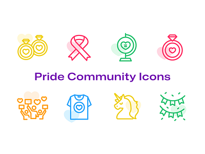 Pride Community Icons awareness equality heart icon icon pack lgtb love peace pride protest queer rainbow ribbon unicorn vector vote