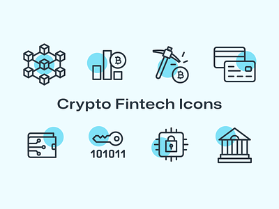 Crypto Fintech Icons bank binary bitcoin block chain coins currency digital ethereum exchange fintech icon icon pack key money ryptocurrency secure stocks storage vector wallet
