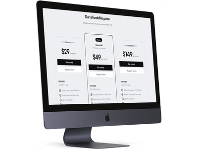 Pricing Plans Visualization billing branding design gray grey notary plans pricing signeasy subscriptions uiux web design