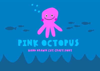 Pink Octopus. Hand Drawn Cut Craft Font craft cut font kids