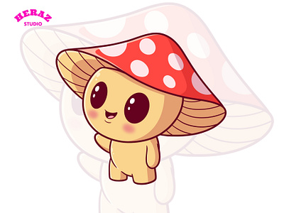 Cute Monster Cartoon Character Mushroom art creaturecartooncharacters design graphic design illustra illustration monstermushroom mushroom mushroomcartoon