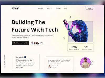 Technology Based Landing Page clean cyber futuristic gradient industrial innovation landing minimal modern saas start tech technology tesla ui ux web design webdesign website website design