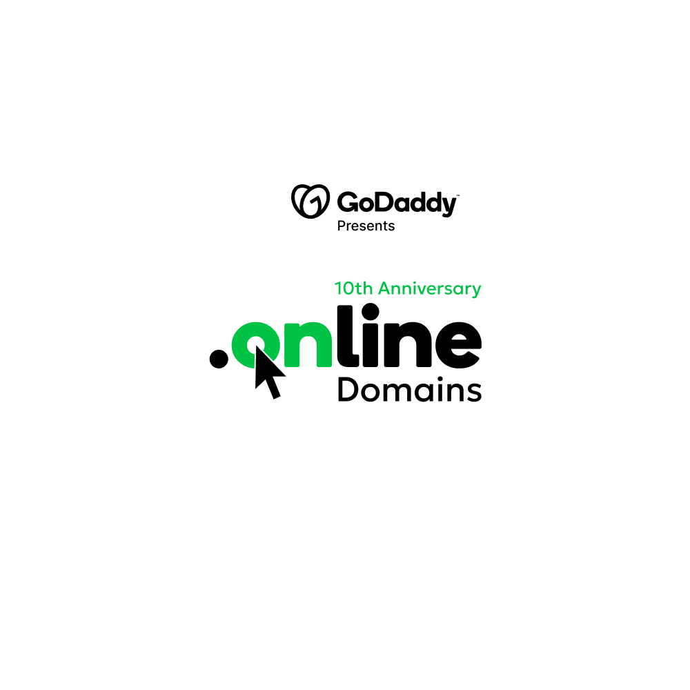 Logo for GoDaddy '.Online' Domains on it's 10th anniversary .online domain design godaddy logo