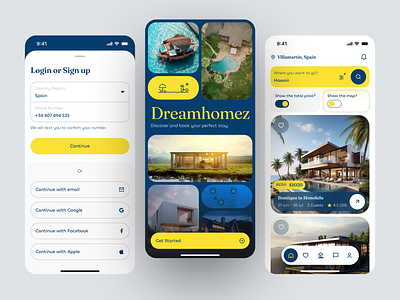 Dreamhomez - A house rental app UI Design hotel book house house rent mobile app rental app ui design uiux ux design vacation