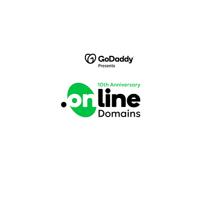 Logo for GoDaddy '.Online' Domains on it's 10th anniversary .onlne domain design godaddy logo