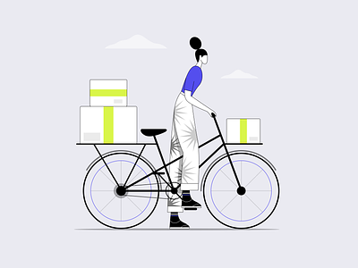 Delivery Illustration bicycle branding character delivery design flat graphic design illustration minimal post simple vector