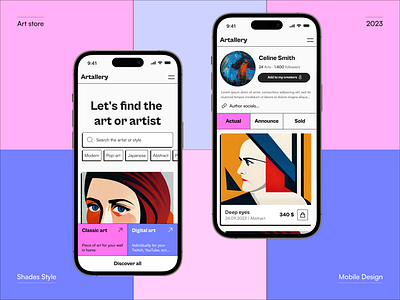 Artallery - a mobile app for art creators and appreciators art design mobile mobile app ui ux