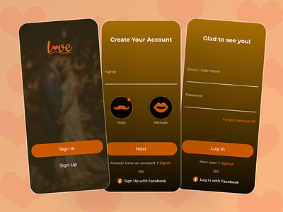 Love(Dating Application) datingapplication design logo love mobile application mobile design ui ui design uiux design ux ux design