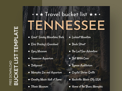 Tennessee Travel Bucket List Free Google Docs Template america bucket bucketlist checklist docs document goals google list ms print printing template templates todolist travel united states usa wishlist word