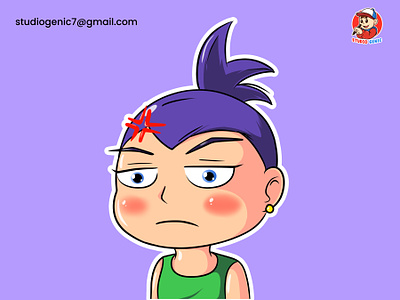 Cartoon Character Emote Chibi Style - Girl Rage art cutecharacterdesign design girl girlcartoon girlcharacter girlrage graphic design illustration