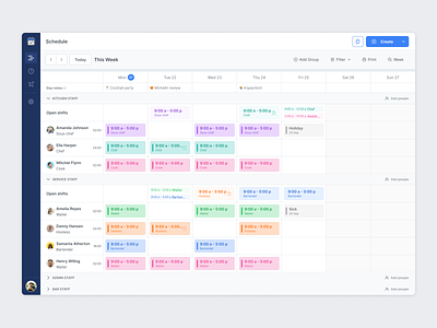 Shifts by Everhour clean dashboard design planning schedule shifts ui ux web