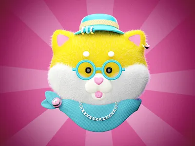 Shiba Inu - summer style 3d art blender cartoon characterdesign dog fashion fluffy glasses hat inspiration love pet render scarf shiba style summer