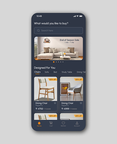 Day 12 of Daily UI: Home Page for a Furniture App app design figma graphic design mobile app ui