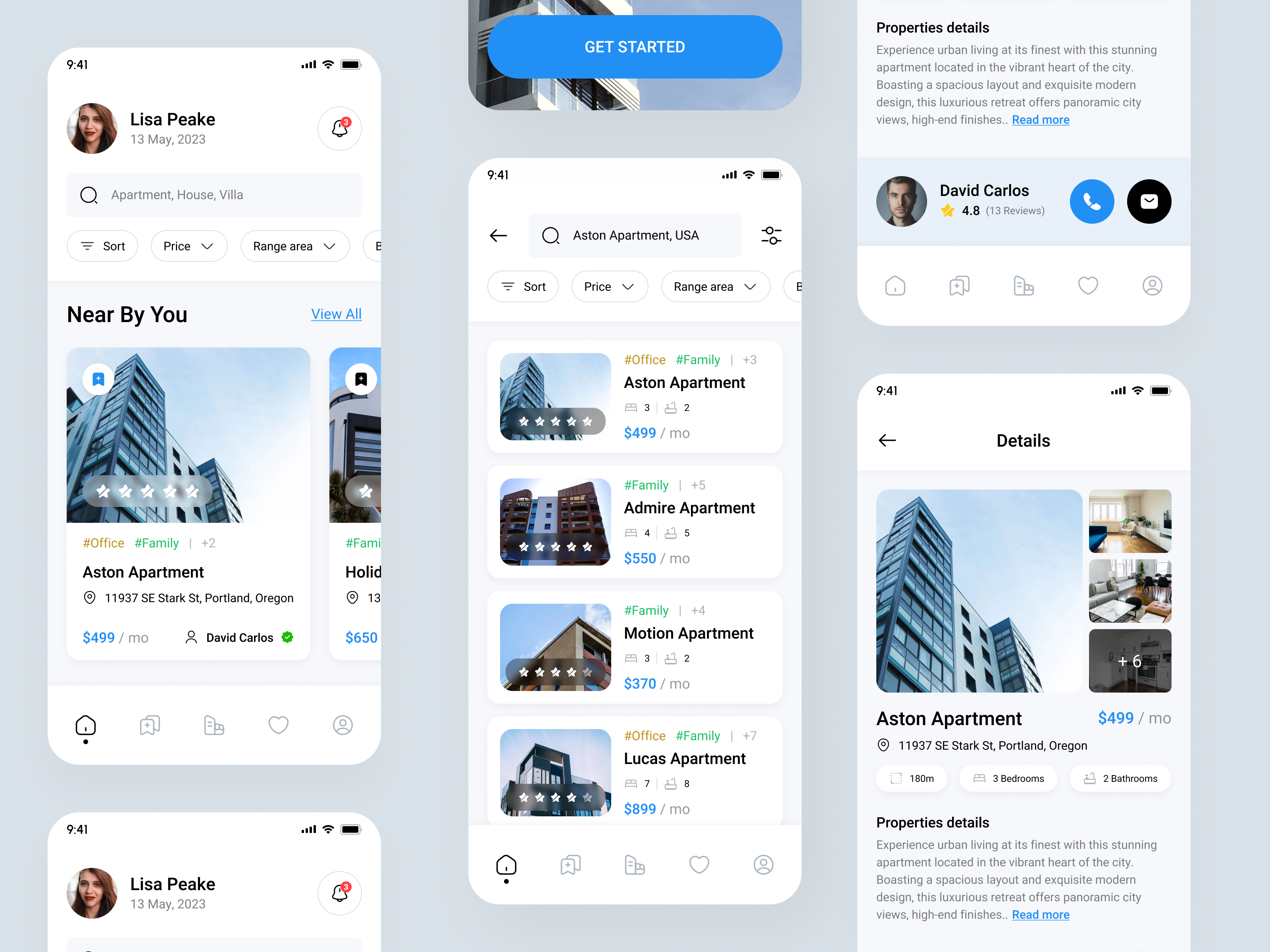 Example of Mobile App Design Concept ( 5 Screens)