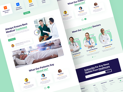 Healthcare Landing Page app branding design header healthcare landing page medical website mobile app ui uiux user experience user interface ux ux design web design website website design