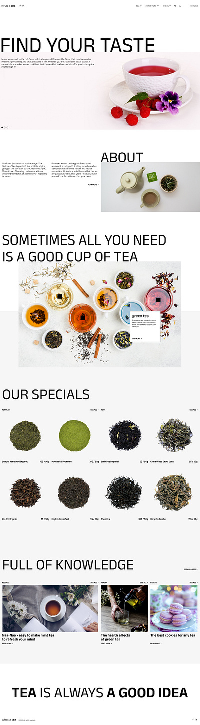 what a tea - Tea Shop Website UX Design design figma graphic design minimalist modern shop simple tea ui ux website