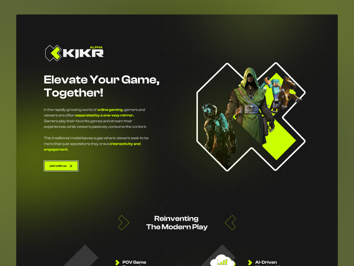 Example of Gaming Startup Landing Page