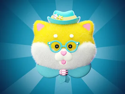 Shiba Inu - summer style v.2 3d art blender cartoon characterdesign dog fashion fluffy glasses hat illustration love pet scarf shiba style summer sunglasses