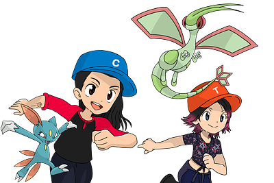 Pokemon Style Couple design graphic design illustration