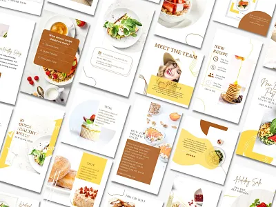 Food Blogger Instagram Social Media Posts bakery branding branding chef marketing diet marketing dietician canva instagram posts food blogger social media posts food creator template foodie instagram story posts recipe marketing restaurant branding