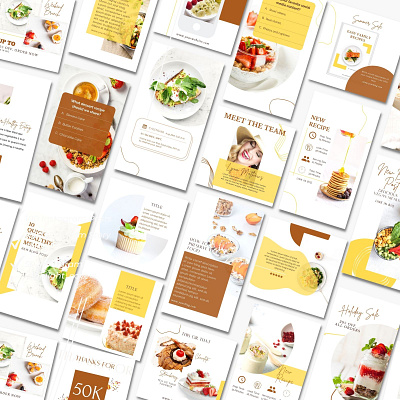 Food Blogger Instagram Social Media Posts bakery branding branding chef marketing diet marketing dietician canva instagram posts food blogger social media posts food creator template foodie instagram story posts recipe marketing restaurant branding