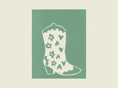 Cowgirl boot boot cowboy cowgirl design graphic design illustration linoprint