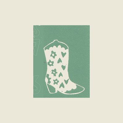 Cowgirl boot boot cowboy cowgirl design graphic design illustration linoprint