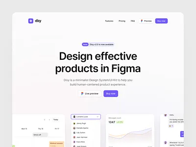 Disy 2.0 - Landing page design system desktop disy hero home home page homepage landing landingpage minimalist page product design saas site ui ui kit ux web design webdesign website