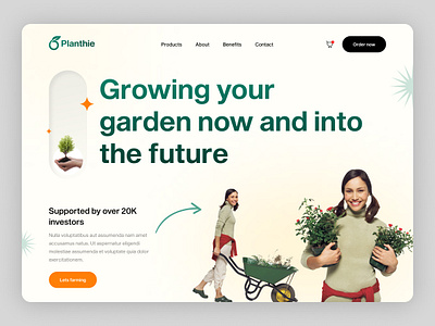 Planthie - Plant shop website cart design figma garden home page illustration landing page logo main page order plant product shop shopping ui ux web web page website