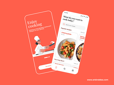 Recipe repository app - Onboarding and Home Page UI Design app app design appdesign design graphic design minimal recipe app recipe repository app ui uidesign uiux user experience user interface ux vector