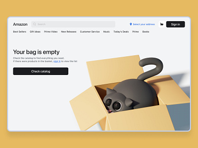 Amazon – Your bag is empty amazon cat cinema4d design figma interface product rozov shop ui visualisation wnbl