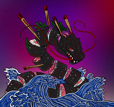 Sushi dragon 🐉 animation design drawing graphic design illustration procreate