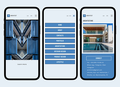 Design concept of mobile site version for architectural studio architecture concept design designconcept figma flow typography ui ux