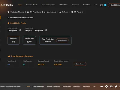Ultibets Referral page