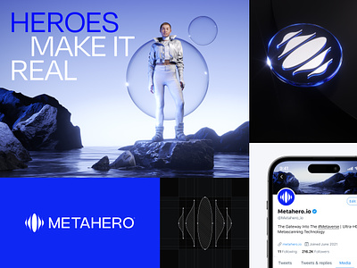 METAHERO - Branding Essentials 3d blue branding coin crypto dark design heroes human logo madebyproperly metahero properly render rocks royal scanning ui web3