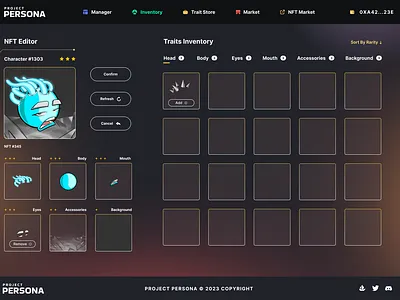 Persona Project Editor branding design ui