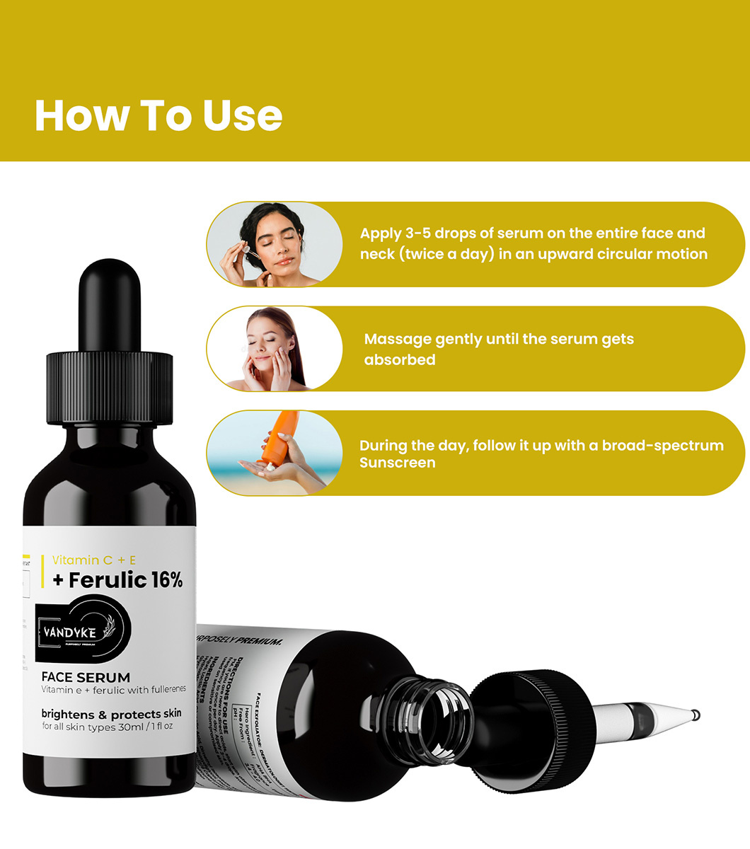 Vitamin C + E + Ferulic 16 Serum by Vandyke India on Dribbble